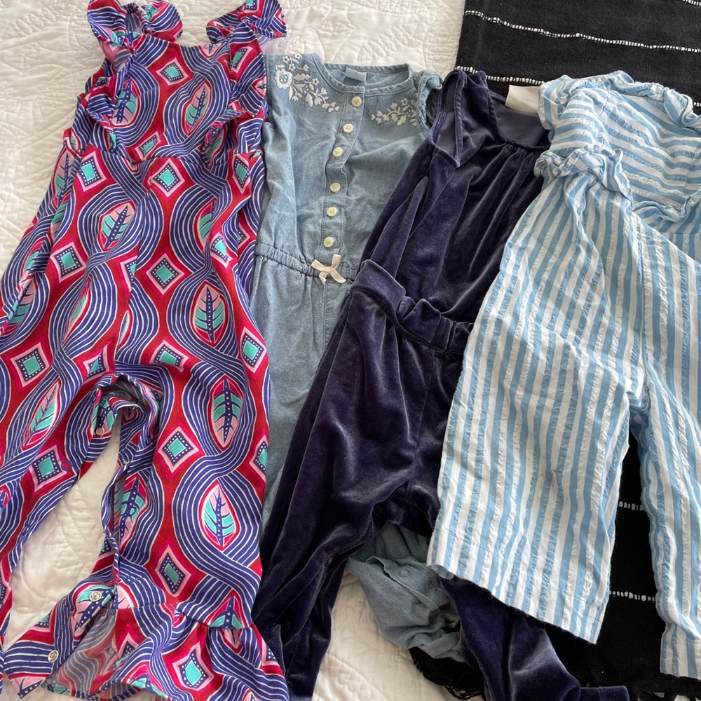 18 mo- 2T jumpsuit lot all with snaps for diaper
